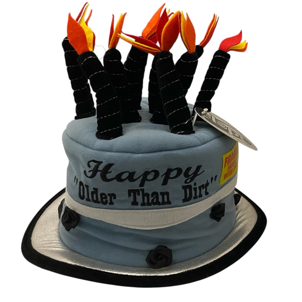 Elope Older Than Dirt Happy Birthday Cake Plush Hat Candle Orange Flame
